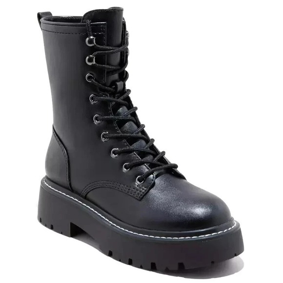 Wild Fable Women's Logan Lug Combat Boots w Memory Foam Insole Black 7.5 - Picture 1 of 4